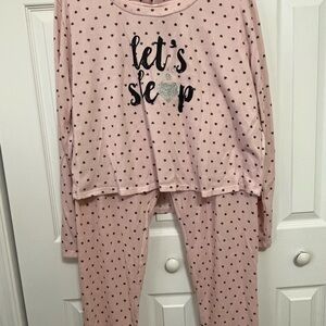 Women's Pink Heart Pajama Set